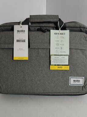 Solo New York Re:New Recycled 15.6" Laptop Briefcase Gray New NWT